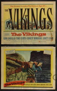 9s447 VIKINGS 8 LCs '58 Kirk Douglas, beautiful Janet Leigh, Tony Curtis, Richard Fleischer!