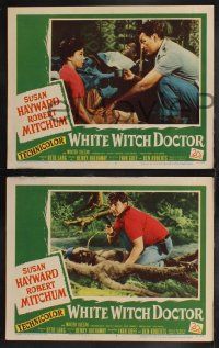 9s838 WHITE WITCH DOCTOR 3 LCs '53 Susan Hayward & Robert Mitchum in African jungle!
