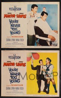 9s464 YOU'RE NEVER TOO YOUNG 8 LCs '55 great images of cool Dean Martin & wacky Jerry Lewis!