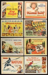 9t117 LOT OF 12 TITLE LOBBY CARDS '50s-60s Audie Murphy, Lauren Bacall, Robert Stack & more!