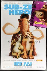 9t157 LOT OF 2 VINYL BANNERS '00s great animation images from Ice Age & Madagascar!
