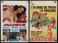 9t181 LOT OF 44 FORMERLY FOLDED BELGIAN POSTERS FROM SEXPLOITATION MOVIES '60s-70s sexy images!