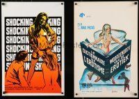 9t185 LOT OF 35 FORMERLY FOLDED BELGIAN POSTERS FROM SEXPLOITATION MOVIES '60s-70s sexy images!