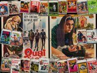 9t189 LOT OF 26 FORMERLY FOLDED BELGIAN POSTERS '50s-70s cool images from mostly non-U.S. movies!