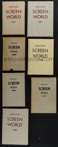 9t002 LOT OF 7 1950s SCREEN WORLD HARDCOVER BOOKS '51-59 Daniel Blum, filled with lots of info!