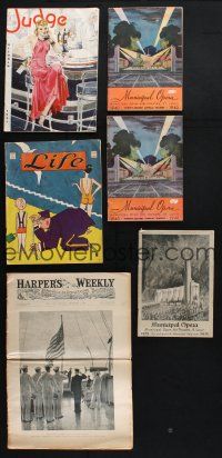 9t009 LOT OF 6 MAGAZINES & PROGRAMS 1890s-1940s Harper's Weekly, Judge, Life & more!