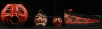 9t143 LOT OF 4 GERMAN HALLOWEEN DECORATIONS '40s jack-o-lanterns, witches & more!