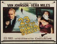 9w005 23 PACES TO BAKER STREET 1/2sh '56 cool artwork of Van Johnson & scared Vera Miles!