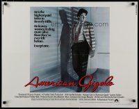 9w011 AMERICAN GIGOLO int'l 1/2sh '80 male prostitute Richard Gere is being framed for murder!