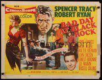 9w026 BAD DAY AT BLACK ROCK style A 1/2sh '55 Spencer Tracy, Robert Ryan & Anne Francis!