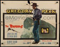 9w035 BRAVADOS 1/2sh '58 full-length art of cowboy Gregory Peck with gun & sexy Joan Collins!