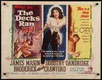 9w066 DECKS RAN RED style A 1/2sh '58 James Mason, Dorothy Dandridge is one girl on a crime ship!