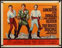 9w068 DEVIL'S DISCIPLE style A 1/2sh '59 Burt Lancaster, Kirk Douglas & Laurence Olivier!