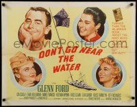 9w072 DON'T GO NEAR THE WATER style A 1/2sh '57 Glenn Ford, Eva Gabor, Anne Francis, Gia Scala!