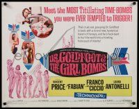 9w074 DR. GOLDFOOT & THE GIRL BOMBS 1/2sh '66 Mario Bava, Vincent Price & sexy half-dressed babes!