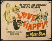 9w149 LOVE HAPPY 1/2sh R53 Marx Brothers, the picture that discovered sexy Marilyn Monroe!
