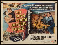 9w154 MAN FROM BITTER RIDGE style B 1/2sh '55 Lex Barker in the great violent mountain wars!