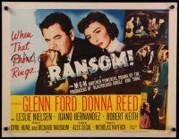 9w201 RANSOM style B 1/2sh '56 Glenn Ford & Donna Reed, Leslie Nielsen!