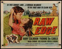 9w202 RAW EDGE style B 1/2sh '56 cowboy Rory Calhoun & sexy Yvonne De Carlo in a savage land!