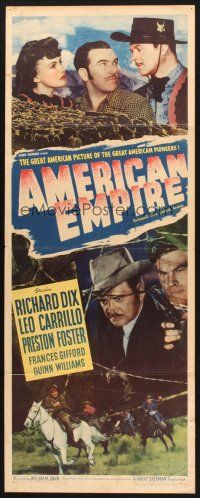 9w296 AMERICAN EMPIRE insert '42 Richard Dix, Leo Carrillo, an epic of America's march westward!