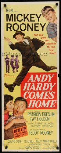 9w302 ANDY HARDY COMES HOME insert '58 Mickey Rooney & his son Teddy together for the first time!