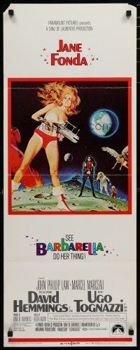 9w314 BARBARELLA insert '68 sexiest sci-fi art of Jane Fonda by Robert McGinnis, Roger Vadim!