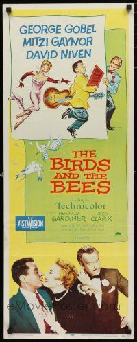 9w335 BIRDS & THE BEES insert '56 wacky art of George Gobel, Mitzi Gaynor, & David Niven!