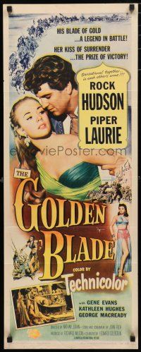 9w425 GOLDEN BLADE insert '53 close-up of Rock Hudson & sexy Piper Laurie!