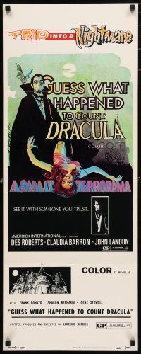 9w435 GUESS WHAT HAPPENED TO COUNT DRACULA insert '70 vampire & victim, trip into a nightmare!