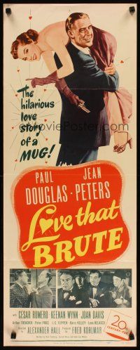 9w542 LOVE THAT BRUTE insert '50 art of Paul Douglas carrying sexy Jean Peters on his shoulder!