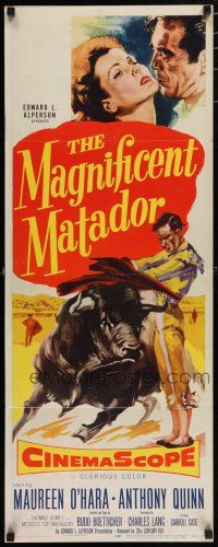 9w547 MAGNIFICENT MATADOR insert '55 Budd Boetticher, Anthony Quinn, Maureen O'Hara, bullfighting!