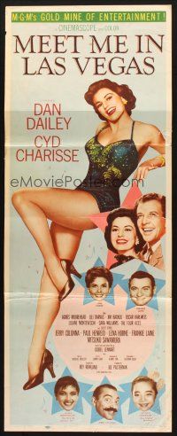 9w559 MEET ME IN LAS VEGAS insert '56 full-length showgirl Cyd Charisse in skimpy outfit!