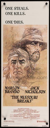 9w563 MISSOURI BREAKS insert '76 art of Marlon Brando & Jack Nicholson by Bob Peak!
