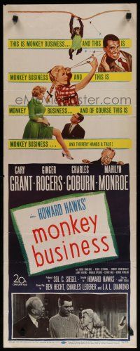 9w566 MONKEY BUSINESS insert '52 sexy Marilyn Monroe, Cary Grant, Ginger Rogers, Charles Coburn