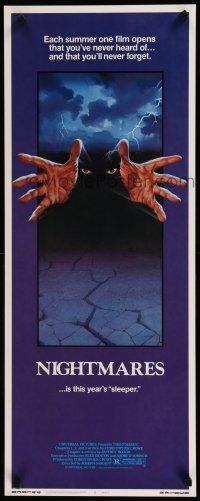 9w589 NIGHTMARES insert '83 cool sci-fi horror art of faceless man reaching forward!