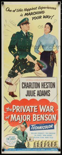 9w649 PRIVATE WAR OF MAJOR BENSON insert '55 art of Charlton Heston ordering around little kids!