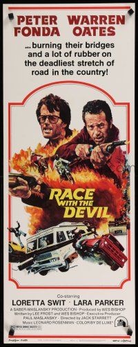 9w659 RACE WITH THE DEVIL insert '75 Peter Fonda & Warren Oates are burning bridges & rubber!