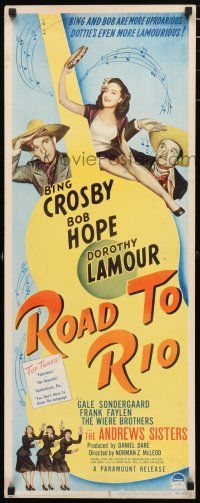 9w687 ROAD TO RIO insert '48 great art of Bing Crosby, Bob Hope & sexy Dorothy Lamour