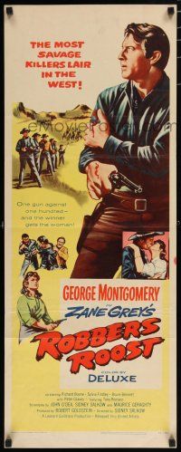 9w690 ROBBER'S ROOST insert '55 art of George Montgomery, from Zane Grey novel!