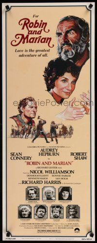 9w691 ROBIN & MARIAN insert '76 art of Sean Connery & Audrey Hepburn by Drew Struzan!