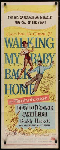 9w812 WALKING MY BABY BACK HOME insert '53 artwork of dancing Donald O'Connor & sexy Janet Leigh!