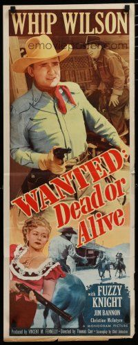 9w815 WANTED DEAD OR ALIVE insert '51 Whip Wilson & Christine McIntyre both with guns!
