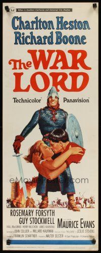 9w817 WAR LORD insert '65 art of Charlton Heston all decked out in armor with sword!