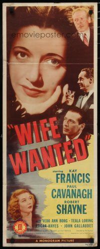 9w835 WIFE WANTED insert '46 Kay Francis, Paul Cavanagh, Robert Shayne