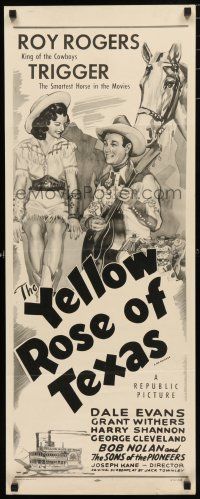 9w844 YELLOW ROSE OF TEXAS insert R54 great artwork of Roy Rogers playing guitar for Dale Evans!