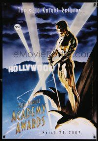 9x014 74TH ANNUAL ACADEMY AWARDS heavy stock 1sh '02 cool Alex Ross art of Oscar over Hollywood!