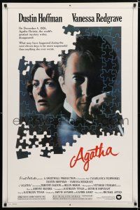 9x024 AGATHA 1sh '79 cool puzzle art of Dustin Hoffman & Vanessa Redgrave as Christie!