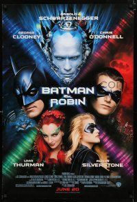 9x083 BATMAN & ROBIN advance DS 1sh '97 Clooney, O'Donnell, Schwarzenegger, Thurman, Silverstone!