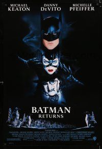9x089 BATMAN RETURNS 1sh '92 collage of Michael Keaton, Danny DeVito, sexy Michelle Pfeiffer!