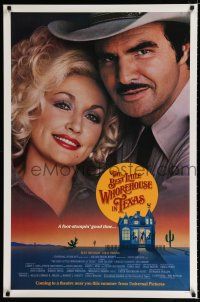 9x099 BEST LITTLE WHOREHOUSE IN TEXAS advance 1sh '82 close-up of Burt Reynolds & Dolly Parton!
